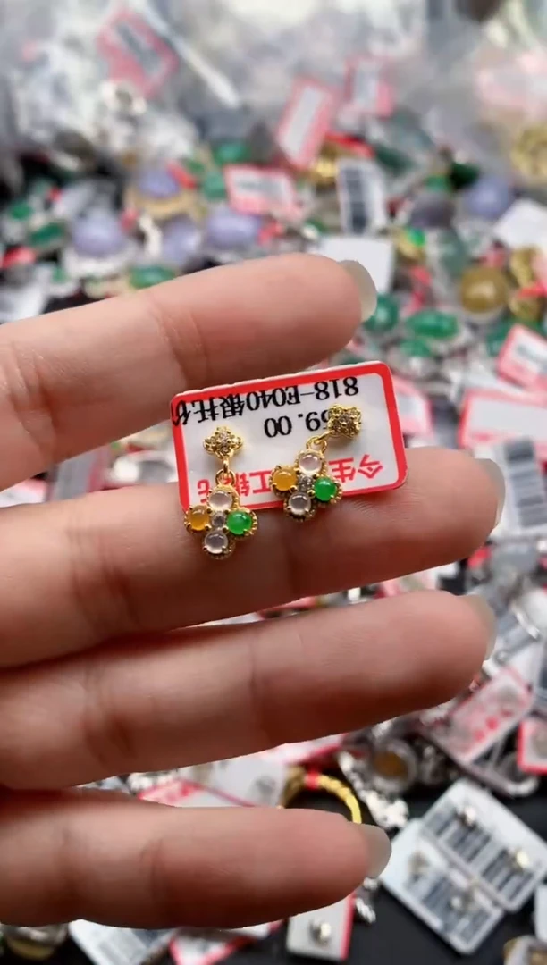 银S925镶嵌戒指翡翠天然A货缅甸翡翠