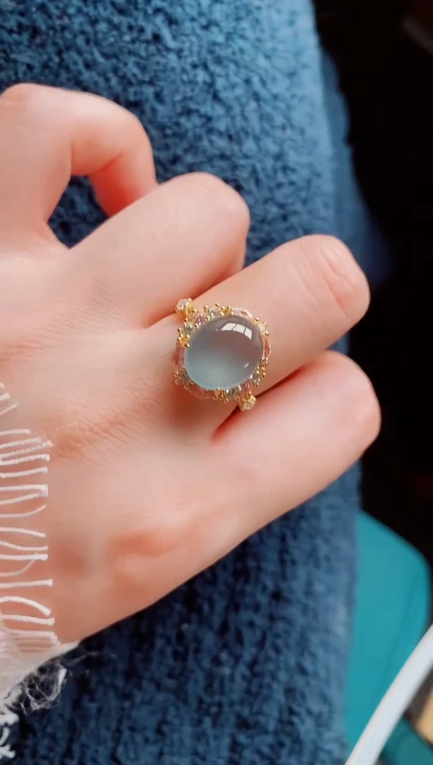 【闪购商品】翡翠戒指银S925镶嵌天然a货翡翠301