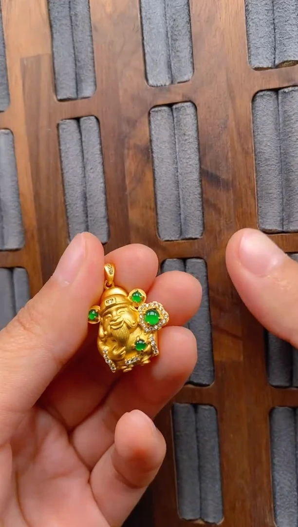 【闪购商品】翡翠银S925镶嵌吊坠(不含链)财神吊坠