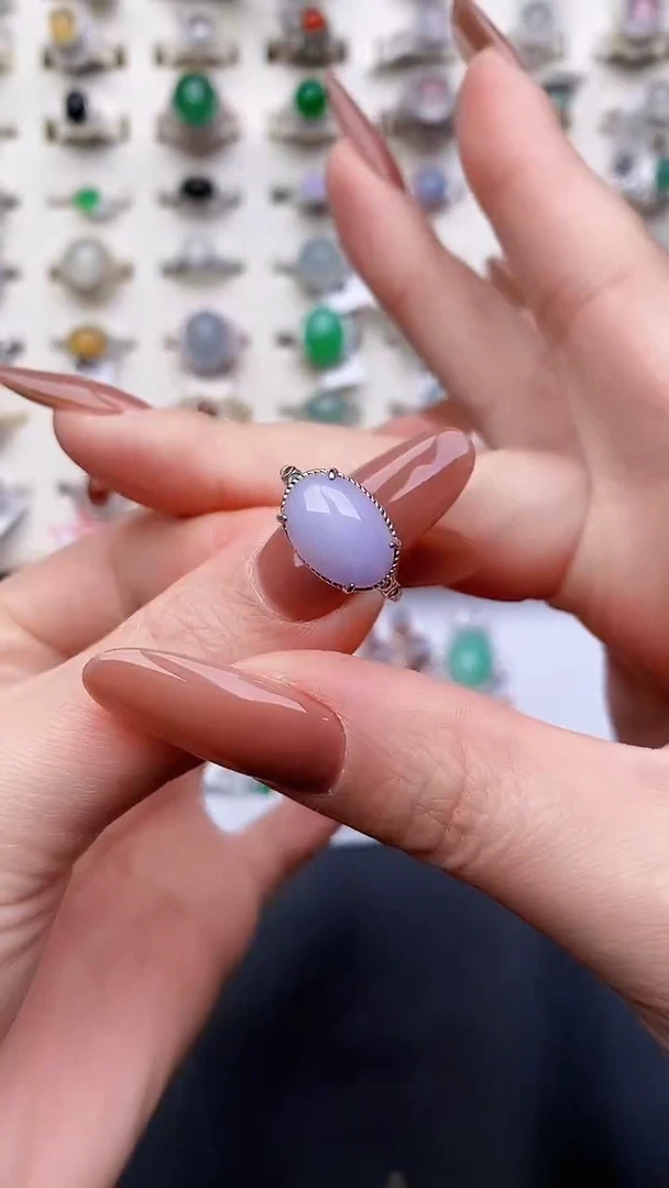 银S925镶嵌戒指翡翠...