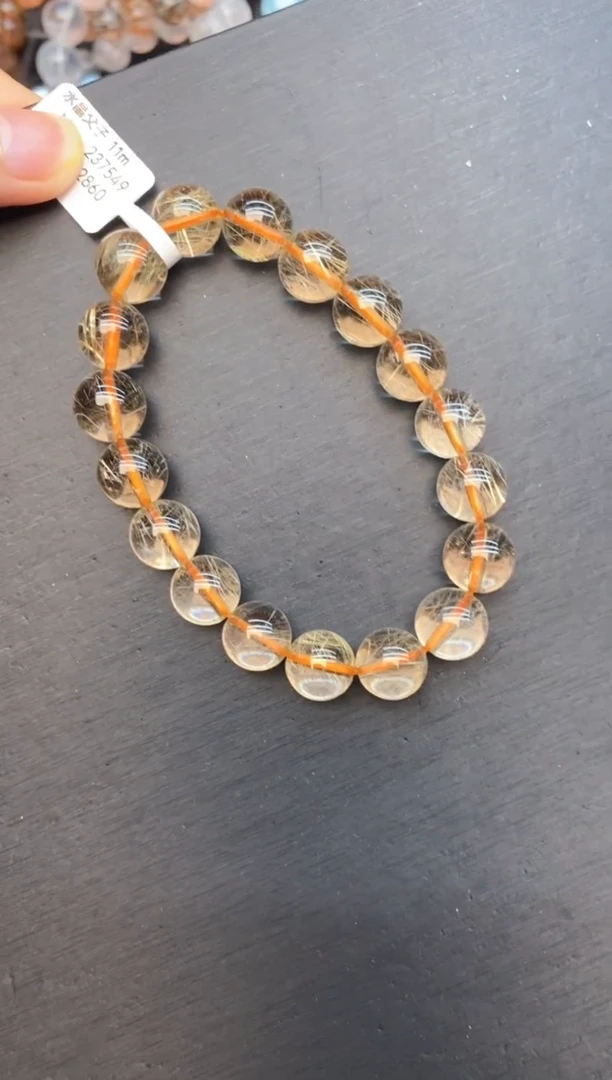 水晶手串未镶嵌16金发晶11mm