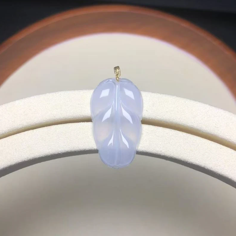 天然缅甸A货翡翠白冰叶子HX2