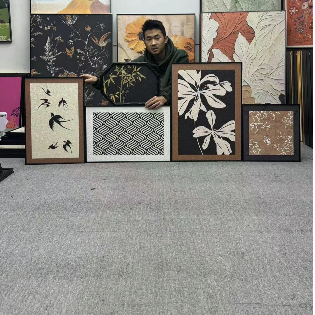 中古风客厅装饰画复古沙发背景墙软装高级感餐厅挂画小众组合500