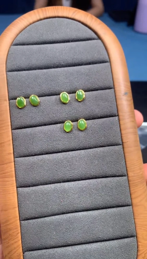 和田玉银S925镶嵌耳饰7009733/PJ/多样性发/一件