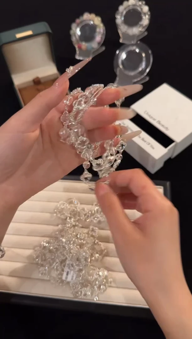 水晶手链合金白水晶四叶草x1726