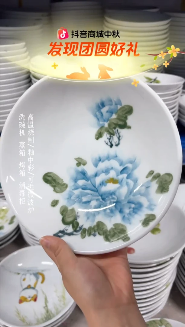 瓷片景德镇手绘釉中彩（食品级）圆深盘