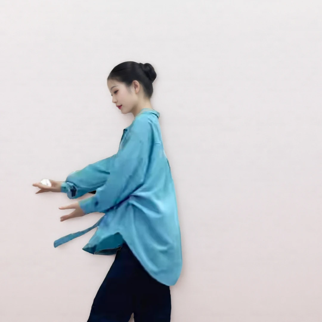 24755+24756 舞蹈服衬衣女形体服捏褶阔型宽松衬衣