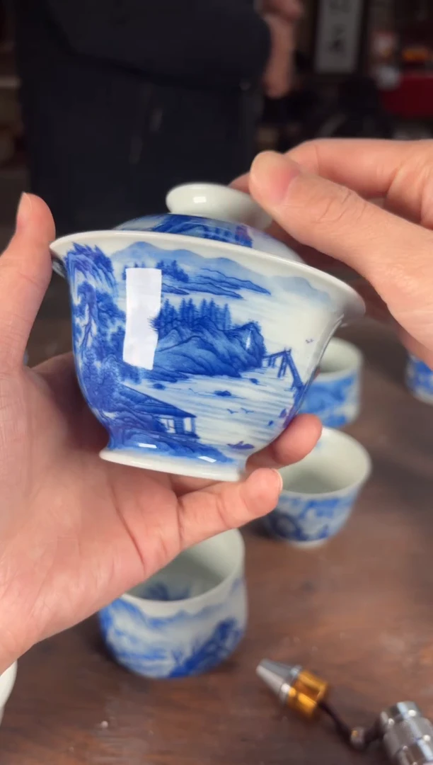 【闪购商品】杯看山柴窑青花看山柴窑青花