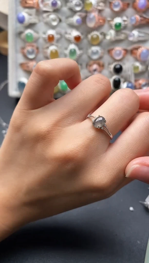 银S925镶嵌戒指翡翠555555+7