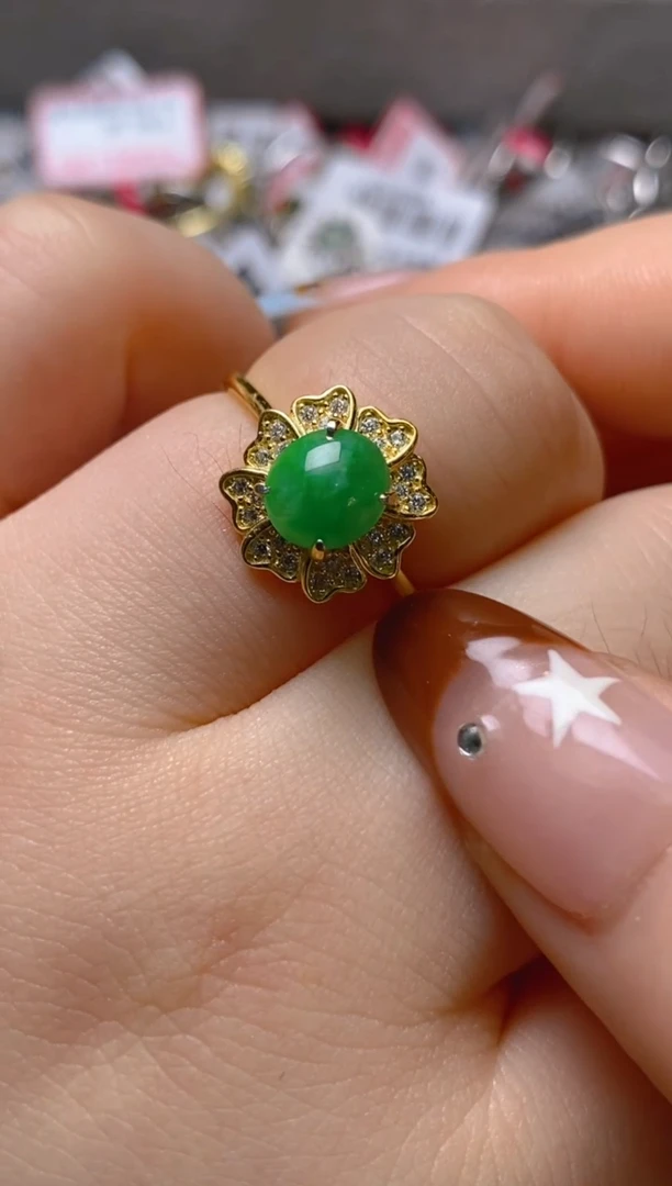 银S925镶嵌戒指翡翠百内无证书