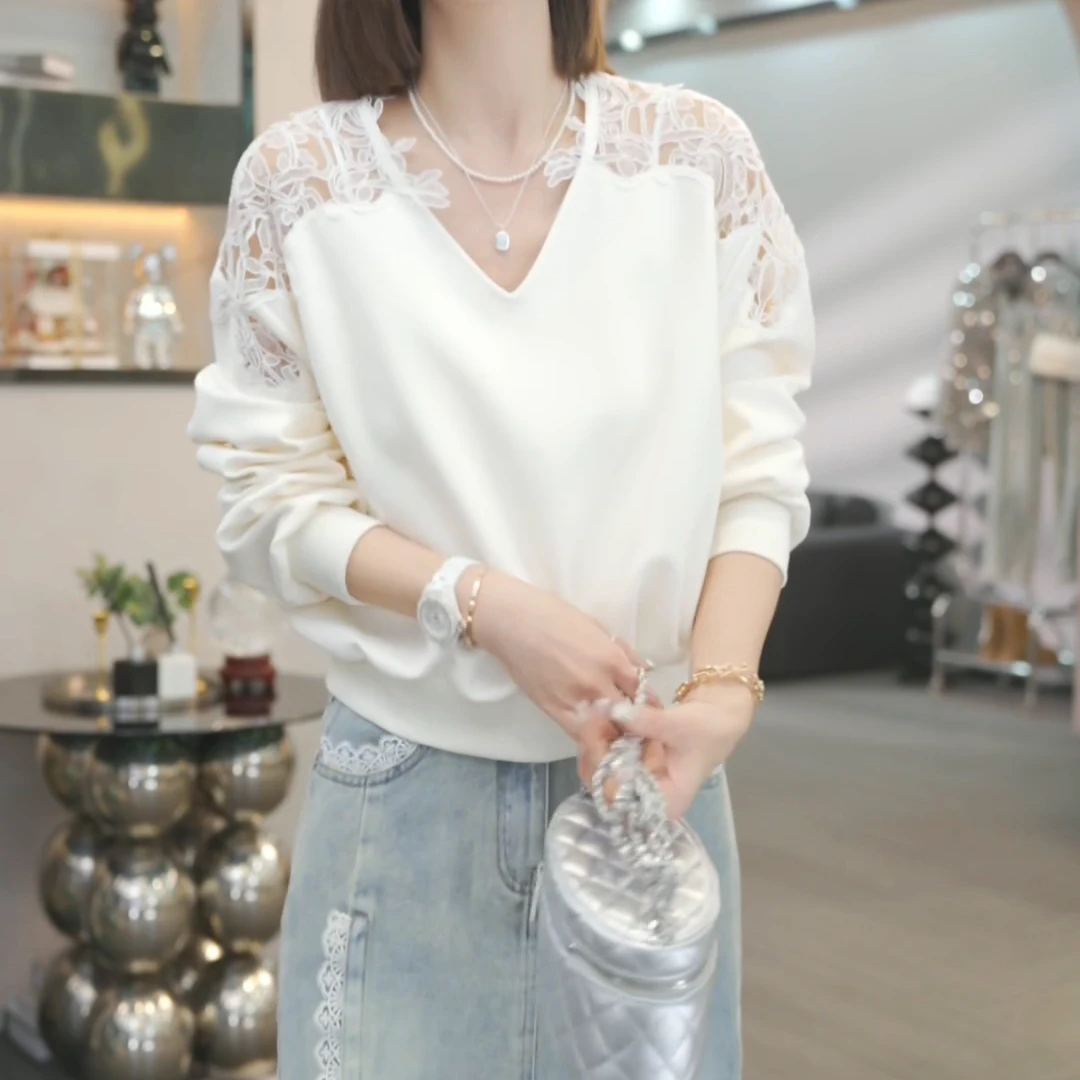 【春光灿烂】2025早春新款时尚休闲蕾丝上衣LK2501637