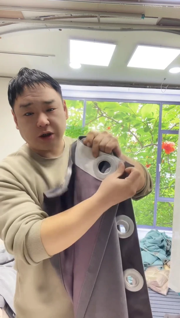 混纺棉麻灰紫色 6米打孔 号 孤品窗帘