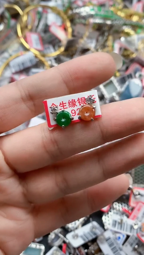 银S925镶嵌戒指翡翠天然A货缅甸翡翠