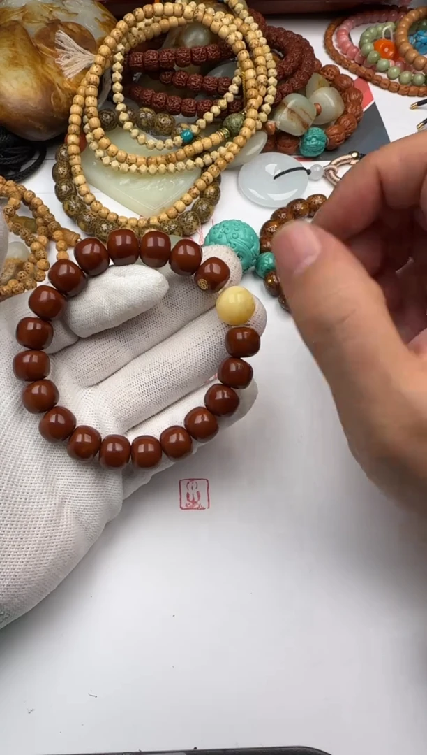 手串橄榄核18K金镶嵌橄榄核 手串