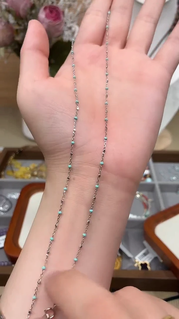 9K金镶嵌翡翠胸饰链子-51313