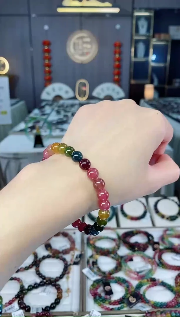 未镶嵌透体老矿碧玺单圈手串7mm+碧玺hon多样性发一条