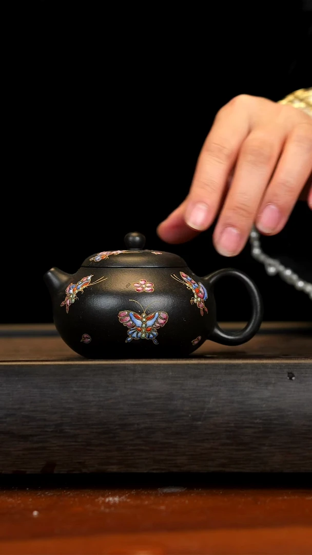 【闪购商品】紫砂茶壶念一紫砂  文旦珐琅彩