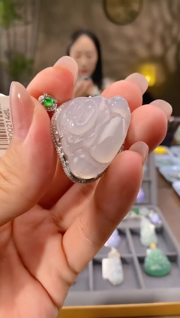 翡翠18K金镶嵌吊坠(不含链)佛公