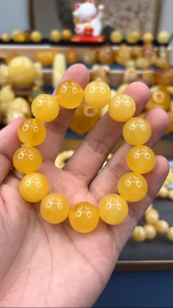 手链琥珀未镶嵌p54焦皮料蜜蜡手串 微瑕 16mm 30.53克