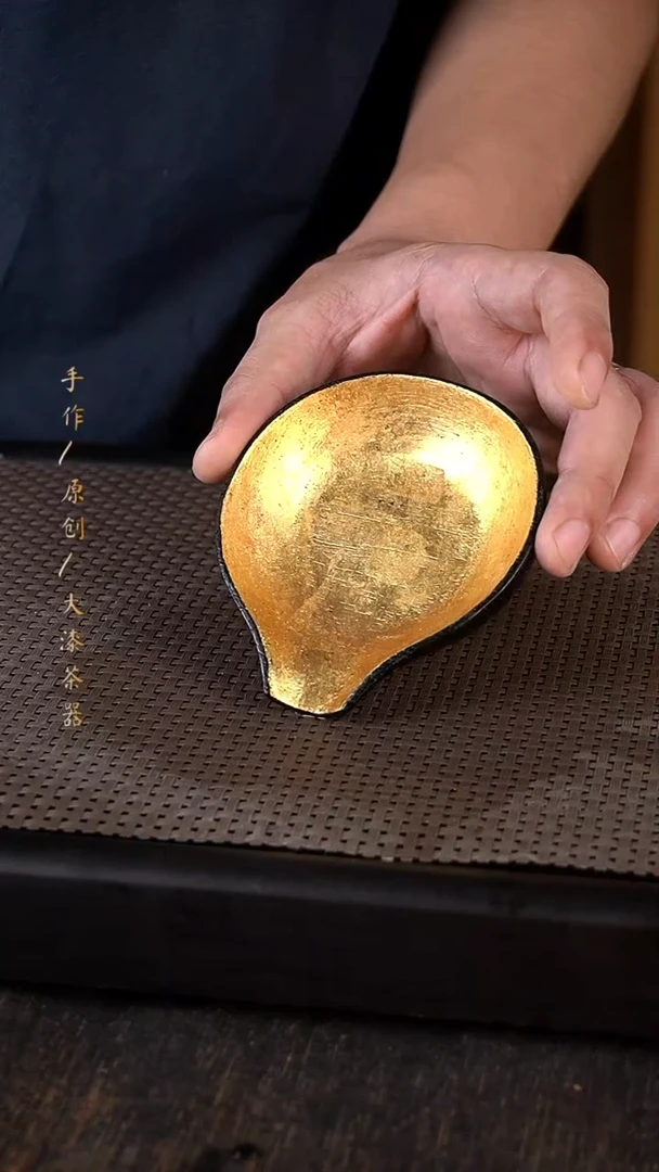 大漆金箔茶则小康茶器