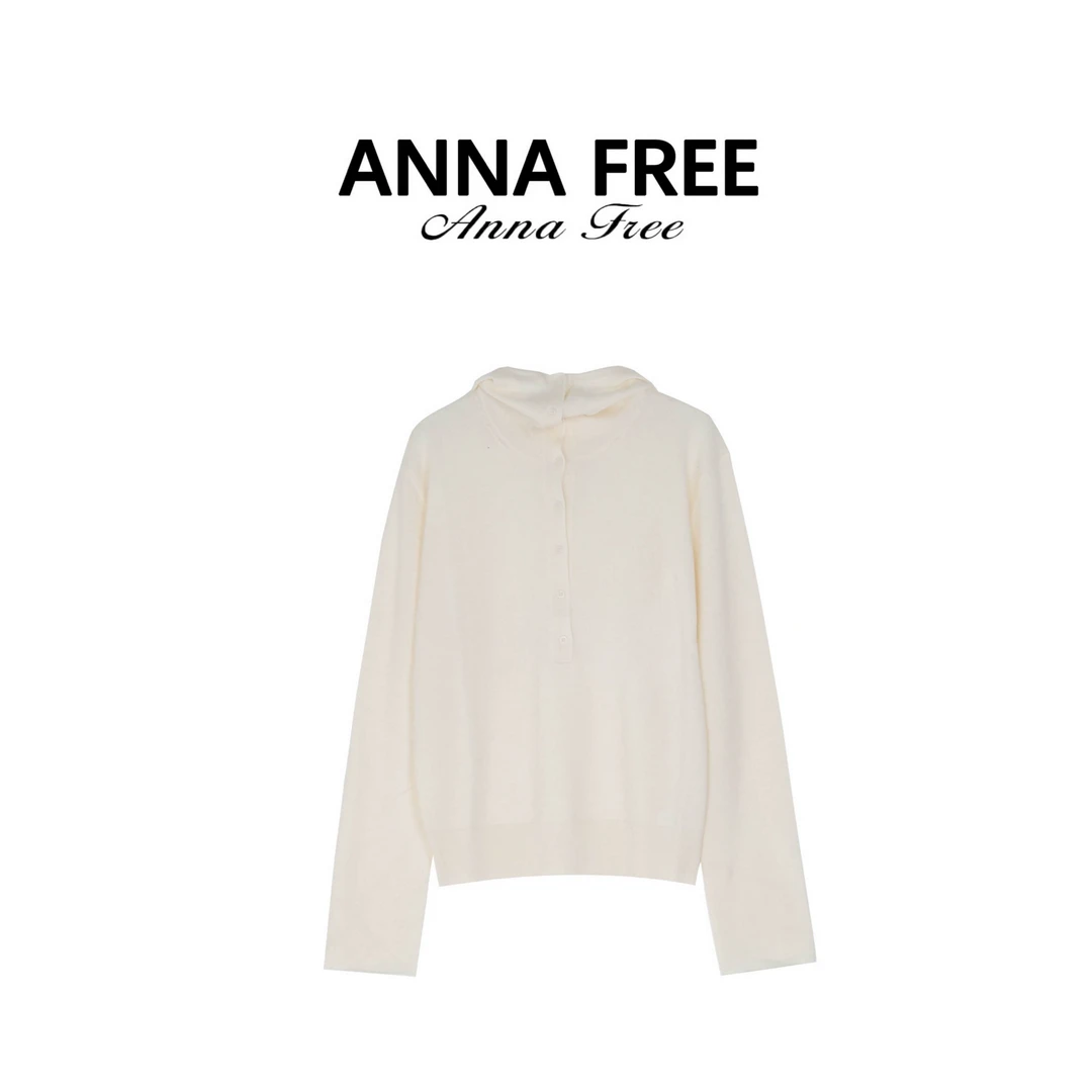 ANNA FREE 秋冬新款针织连帽休闲百搭打底宽松套头毛衣上衣Z8715