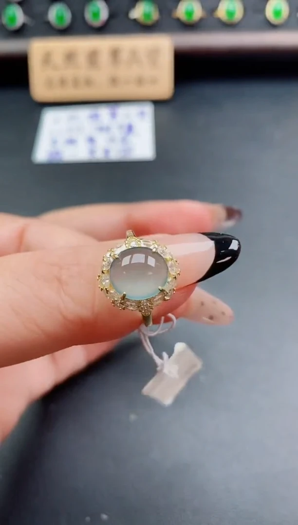 银S925镶嵌戒指翡翠1