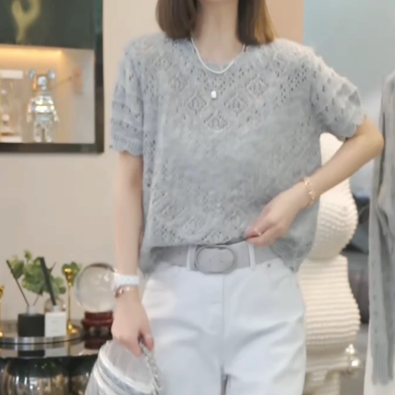 2025【风华流沙】新款时尚春季气质重工短袖针织衫 LK2501895