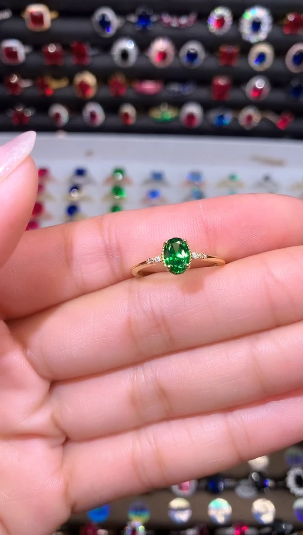 【闪购商品】透辉石戒指银S925镶嵌57金