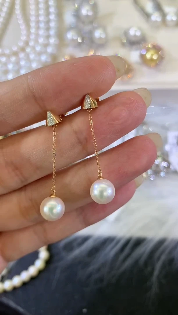 18K金镶嵌海水珍珠耳饰a229