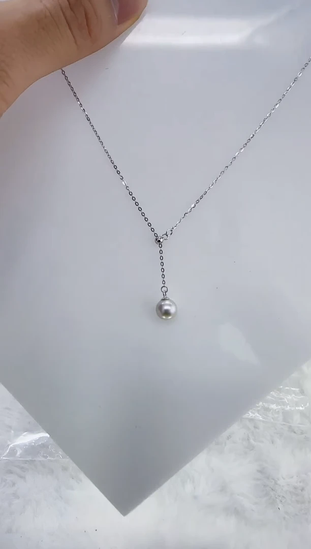 银S925镶嵌海水珍珠DA海水灰珠吊坠7-8  y374