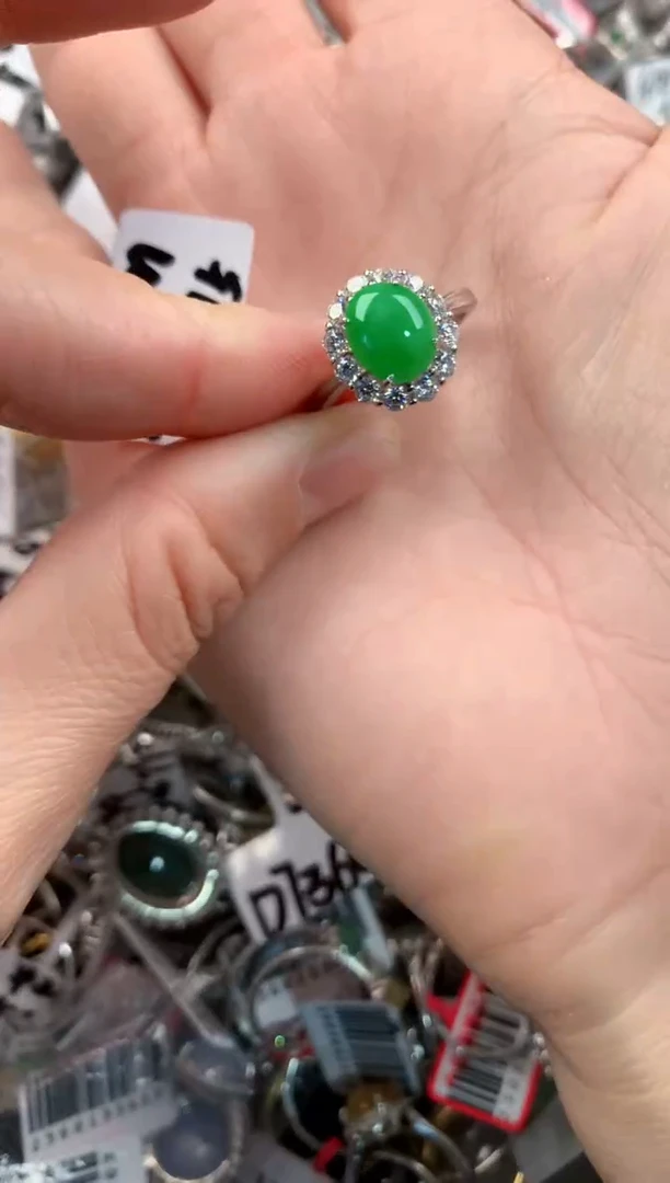 银S925镶嵌戒指翡翠777   4