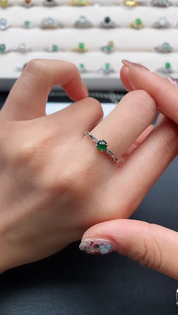 银S925镶嵌戒指翡翠111111111+6