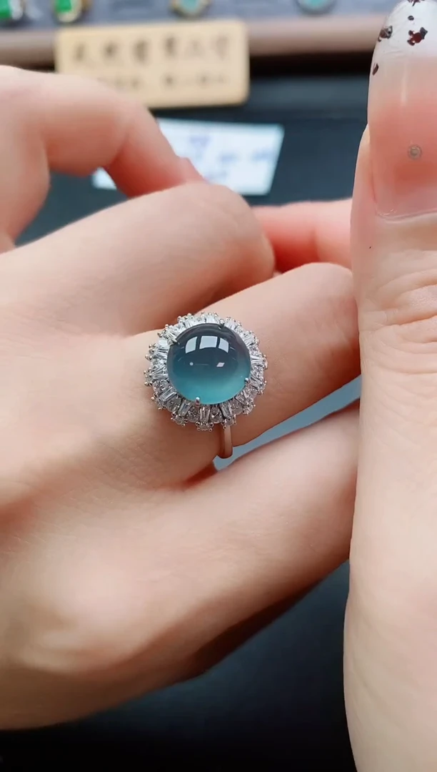 银S925镶嵌戒指翡翠1