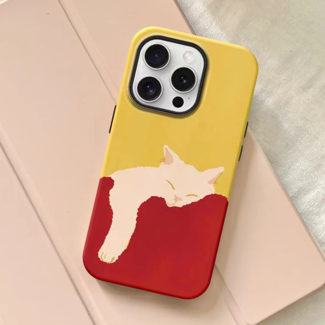 【入月】午睡猫咪/咖啡续命菲林二合一磨砂手机壳