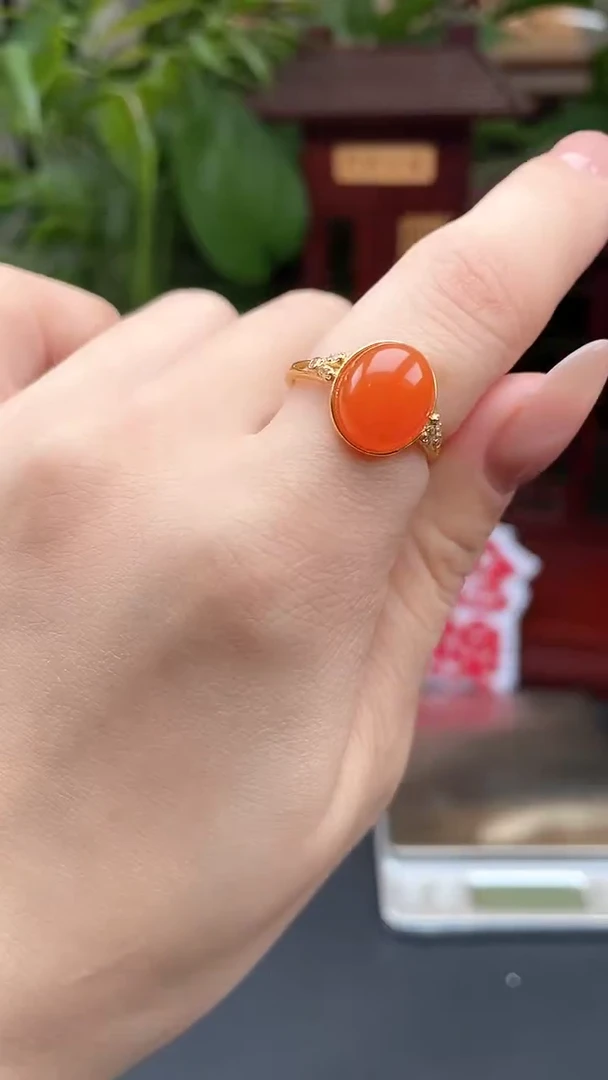 银S925镶嵌南红玛瑙戒指XA01多样性发其一