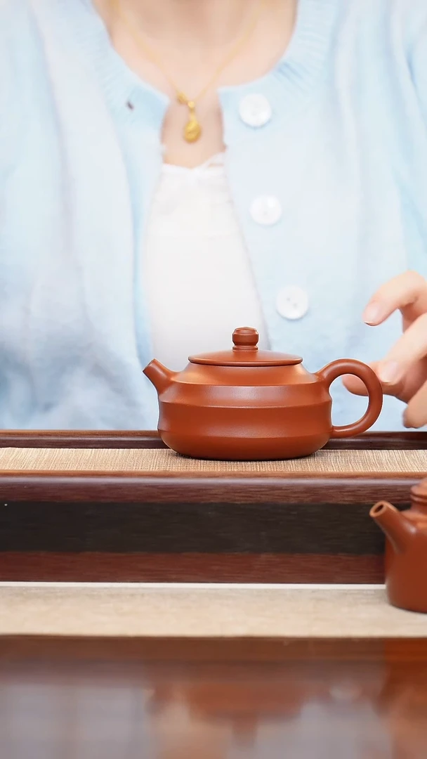 朱泥步步高升200cc宜兴手工紫砂壶