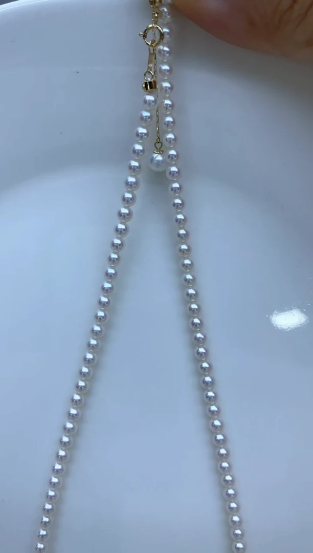 【闪购商品】淡水珍珠项链18K金镶嵌3-4