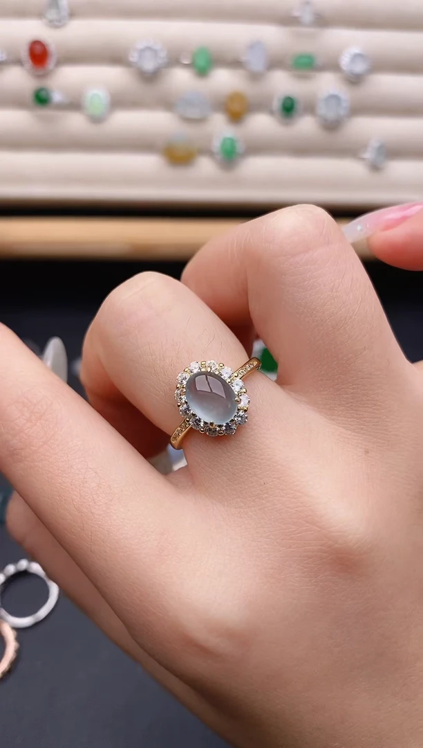 银S925镶嵌戒指翡翠0