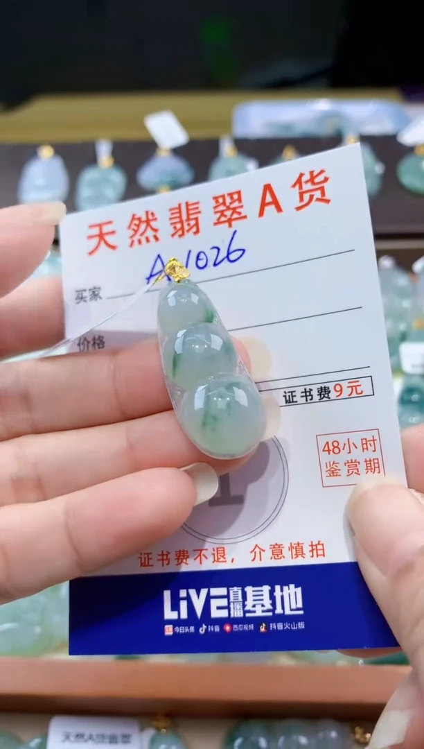 颈饰18K金镶嵌翡翠天然翡翠A货挂件