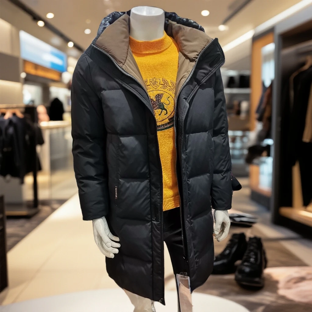 冬季新款男士长款加厚保暖鸭绒防风防寒羽绒外套中长款羽绒服男款