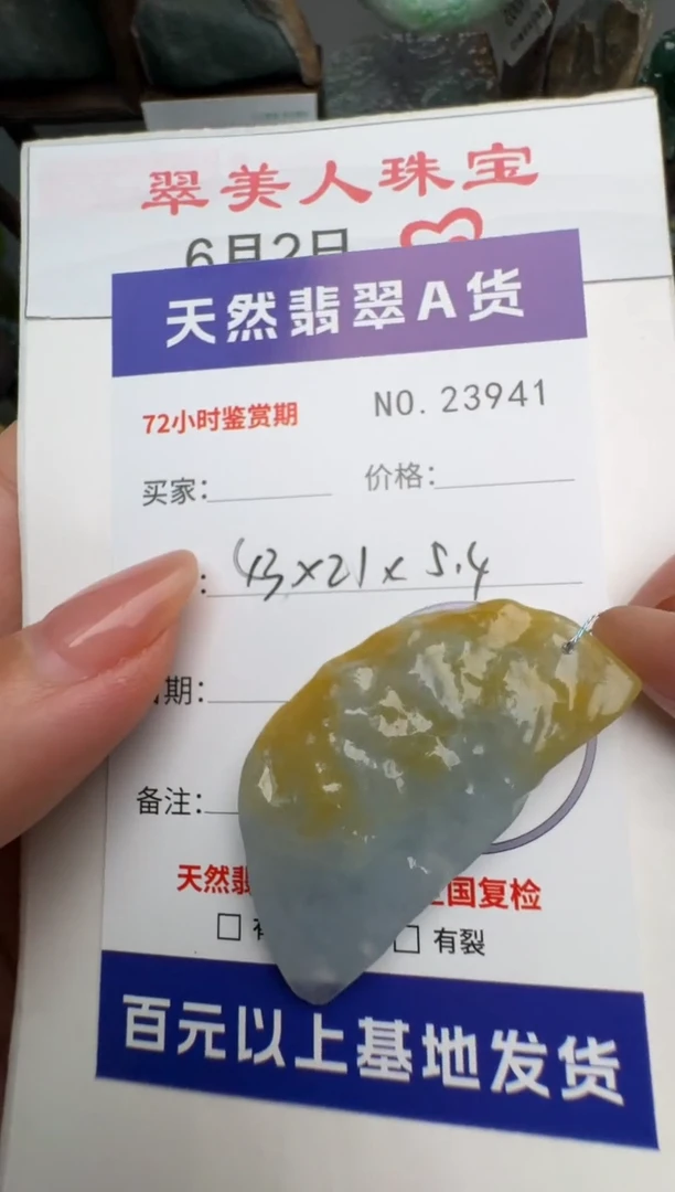 翡翠未镶嵌颈饰原石23941