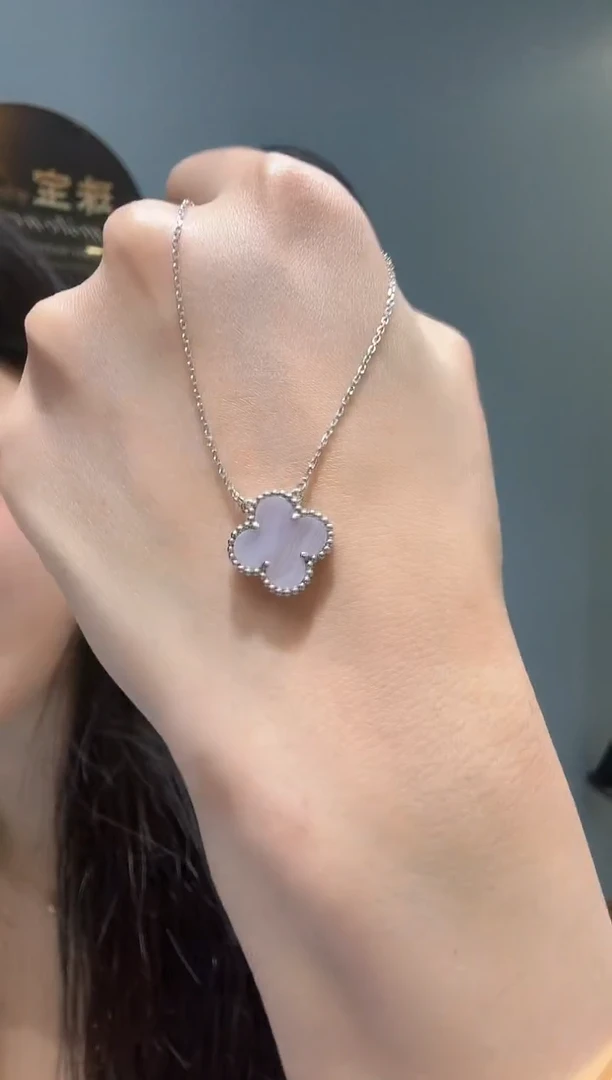 【闪购商品】石英质玉/18K金镶嵌紫单花项链