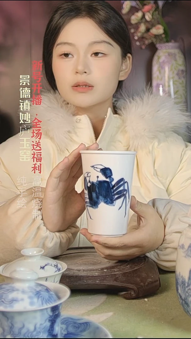 盘陶妙庐玉窑可乐杯微瑕