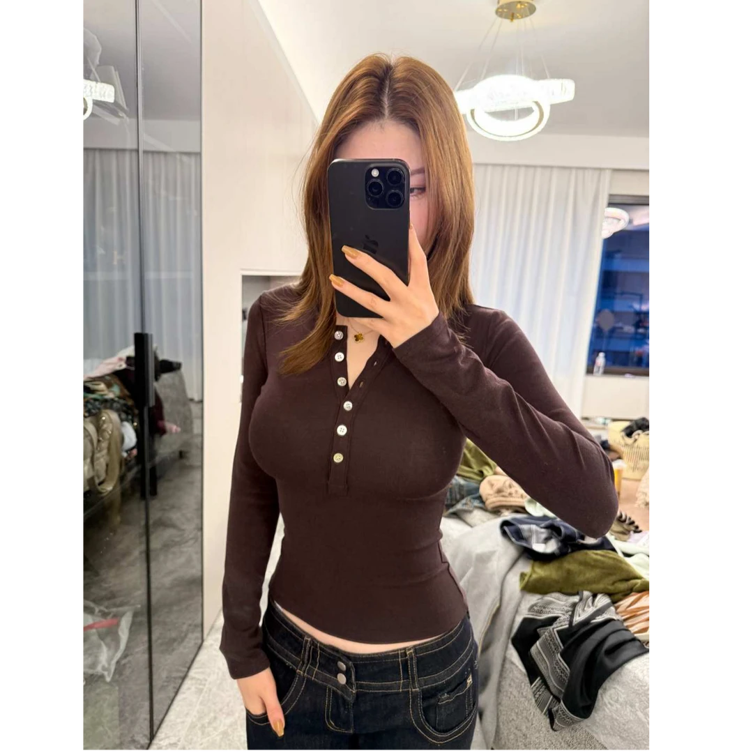 【糯叽叽】舒适自然高级感亨利衫保暖透气舒适显瘦长袖打底衫仿羊绒