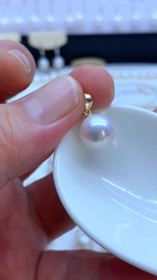 淡水珍珠银S925镶嵌吊坠(不含链)10-11