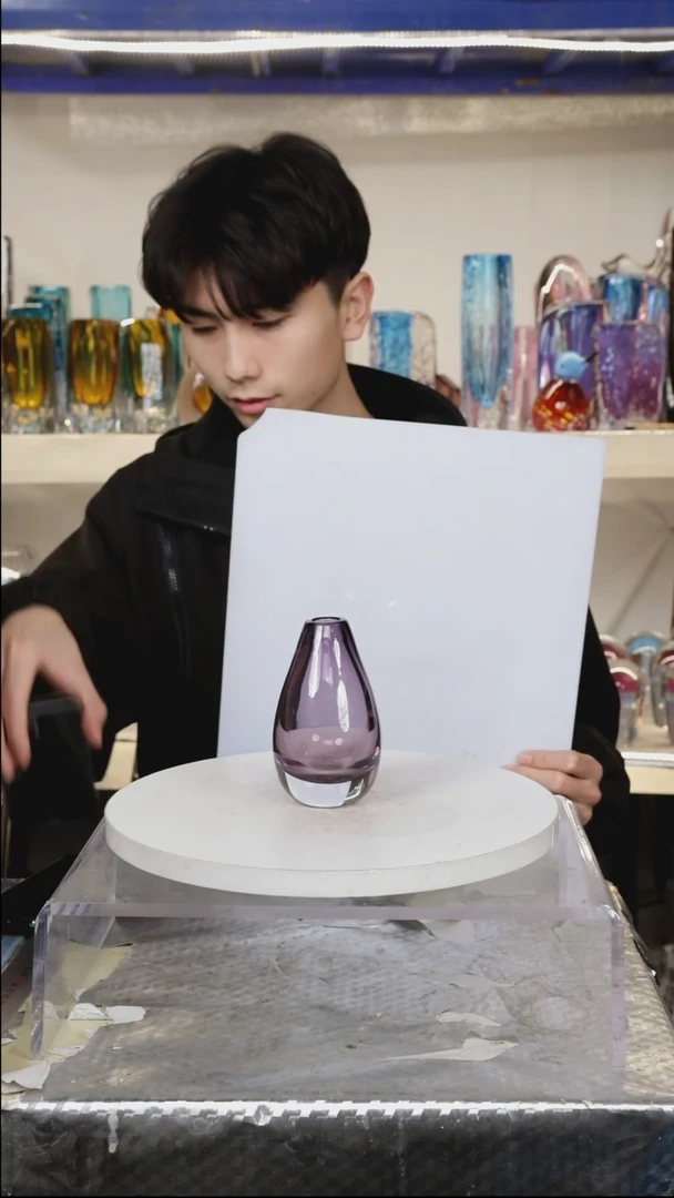 高13琉璃花瓶摆件正常手工痕迹