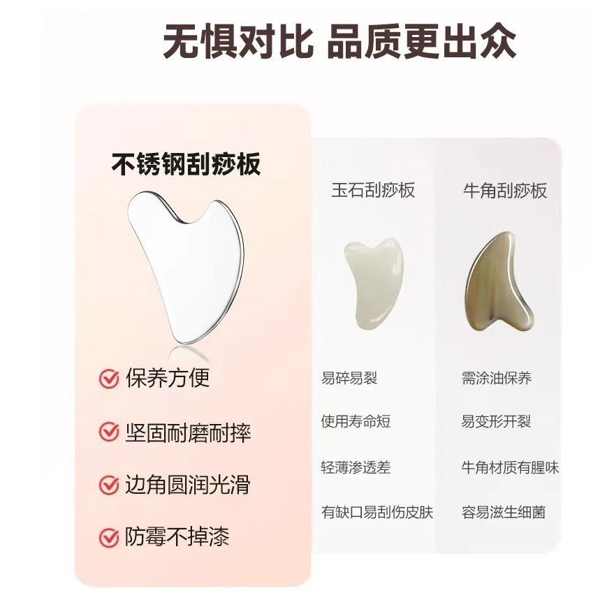 不锈钢脸部按摩刮痧板全身通用提拉紧致美容工具