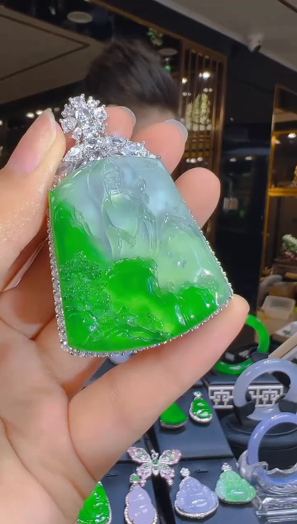 翡翠银S925镶嵌吊坠(赠链)049（多样性发其一）