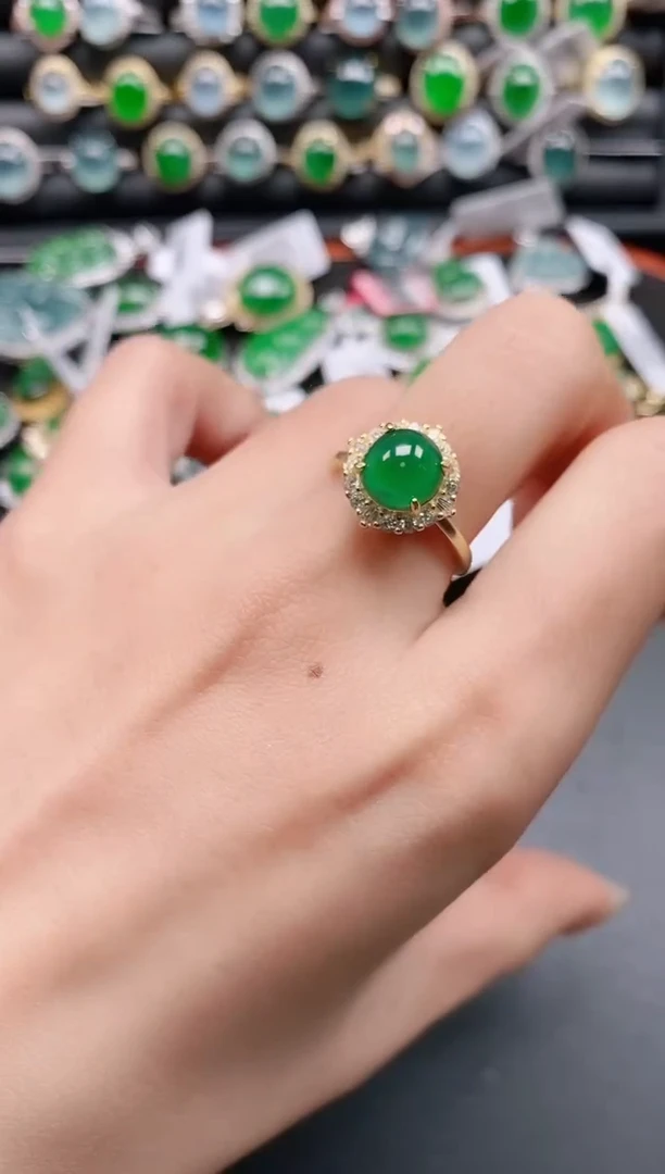 银S925镶嵌戒指翡翠111