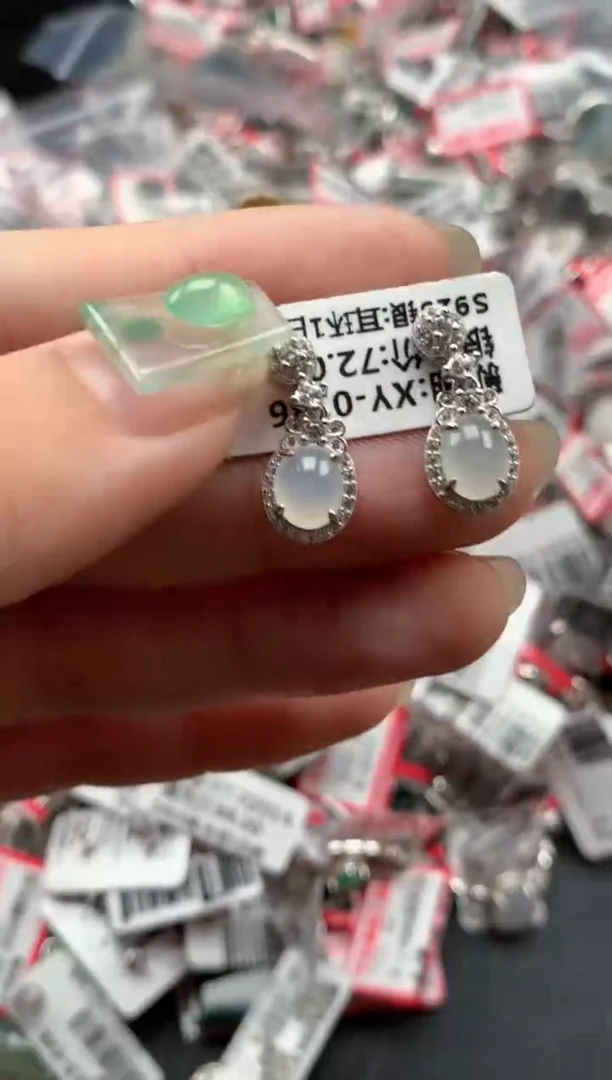 银S925镶嵌戒指翡翠天然A货缅甸翡翠